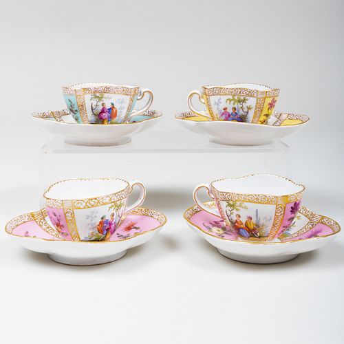 SET OF FOUR DRESDEN CABINET CUPS 3b93be