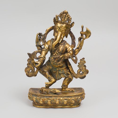 INDIAN GILT BRONZE FIGURE OF GANESH9 3b942e