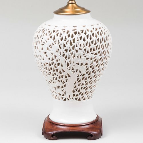 CHINESE PORCELAIN RETICULATED JAR