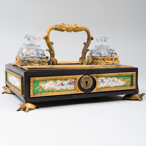 CONTINENTAL GILT METAL INKSTAND 3b946a