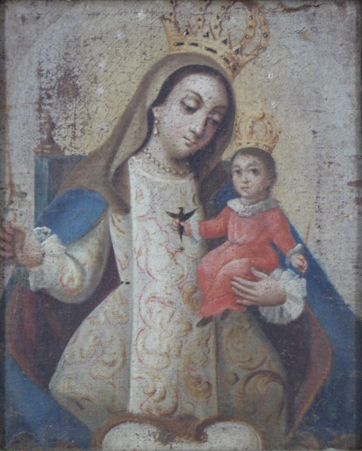 UNSIGNED. MADONNA AND CHILD. Oil