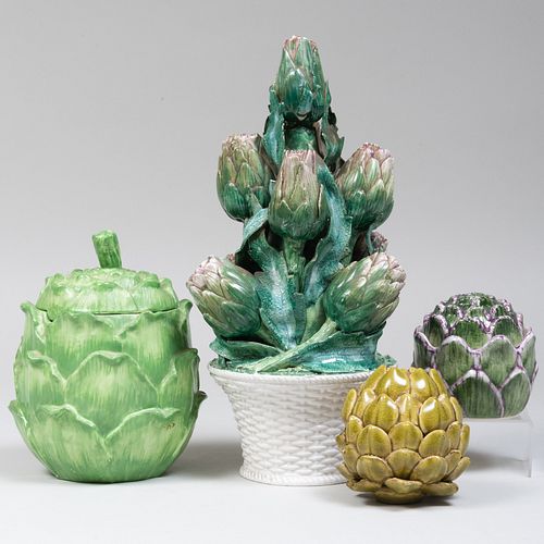 GROUP OF FOUR ARTICHOKE FORM CERAMIC 3b94ea