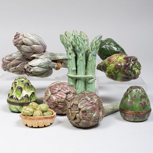 GROUP OF EIGHT ARTICHOKE FORM TABLE