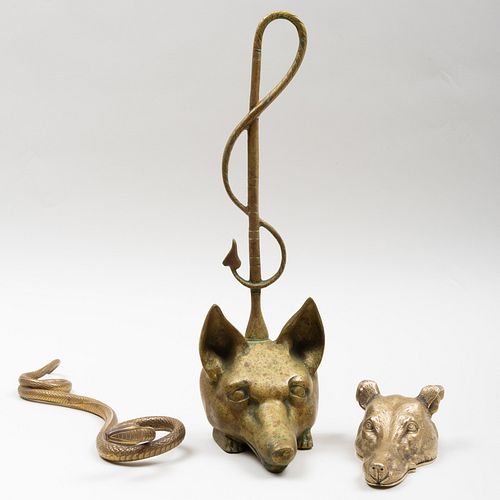 THREE ANIMAL FORM BRASS ARTICLESComprising A 3b950a