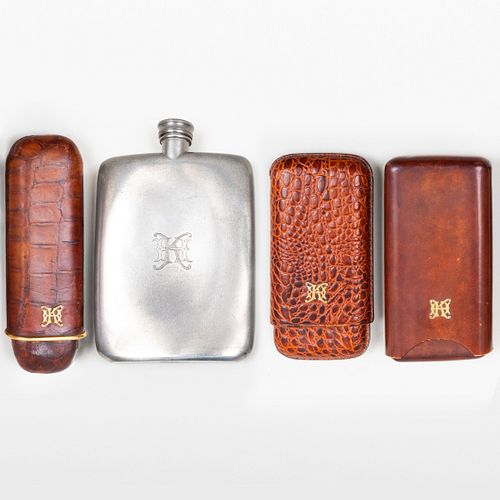 GROUP OF THREE LEATHER CIGAR CASES 3b954f