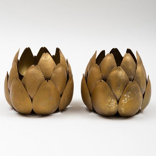 PAIR OF SMALL GILT ARTICHOKE FORM