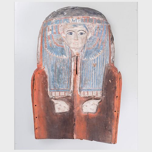 EGYPTIAN PAINTED WOOD SARCOPHAGUS