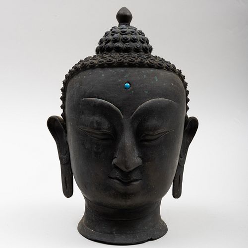 BURMESE BRONZE HEADInset with glass 3b95b2