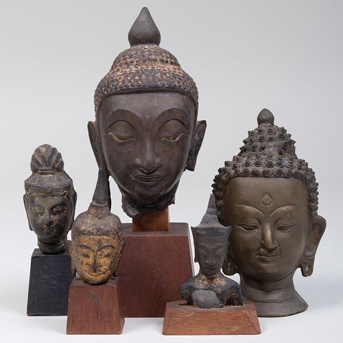 GROUP OF FIVE THAI HEADS OF BUDDHAFour 3b95b4