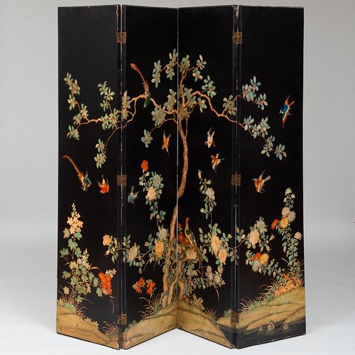 FOUR PANEL PAINTED PAPER SCREEN5 3b95bc