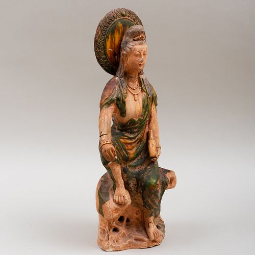 ASIAN SANCAI GLAZED FIGURE OF A