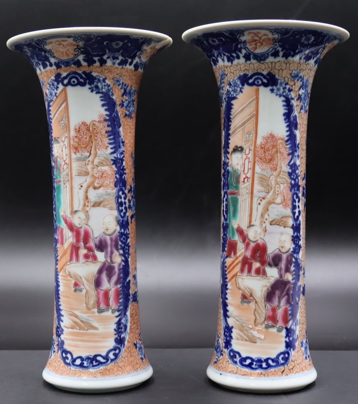 PAIR OF CHINESE EXPORT ENAMEL DECORATED