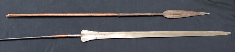 (2) ANTIQUE AFRICAN TRIBAL SPEARS.