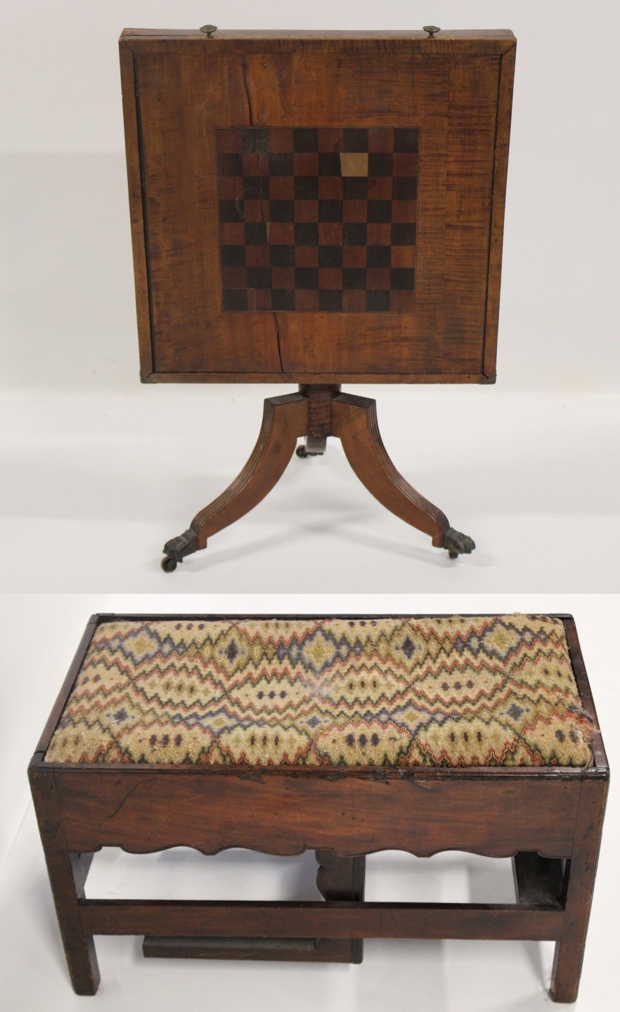 ANTIQUE GAME TABLE & A METAMORPHIC