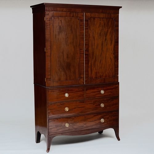 LATE GEORGE III MAHOGANY LINEN 3b9787