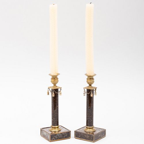 PAIR OF REGENCY STYLE ORMOLU MOUNTED