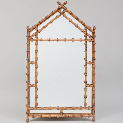 FAUX BAMBOO CARVED PINE MIRROR  3b97b2
