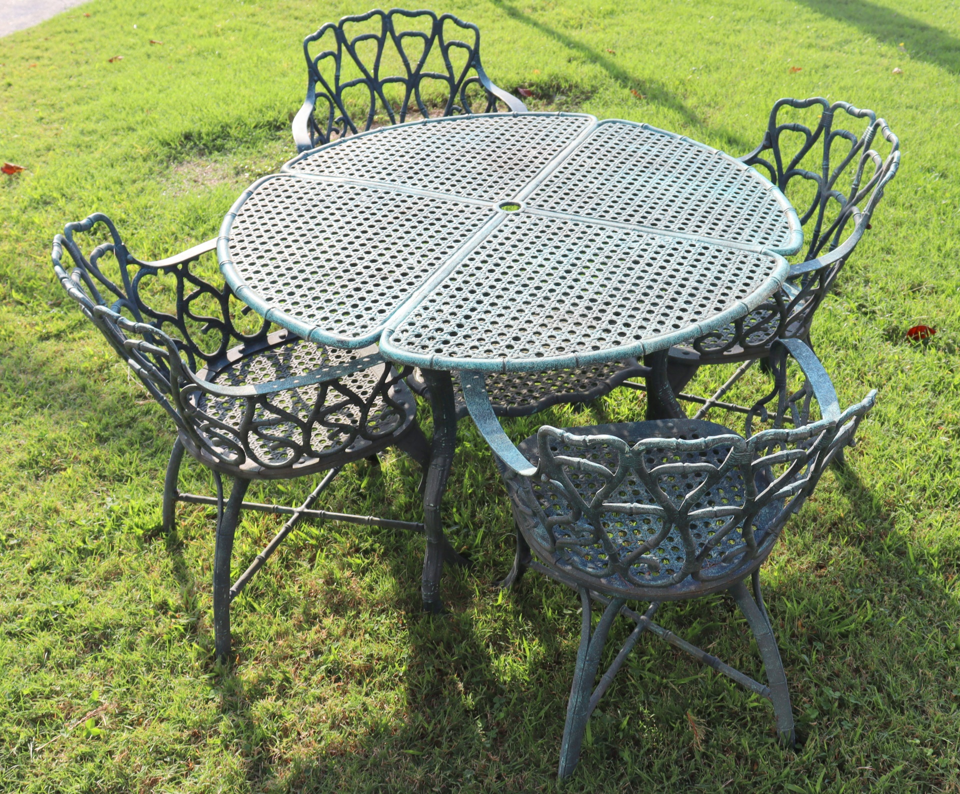 VINTAGE PATINATED IRON TABLE &