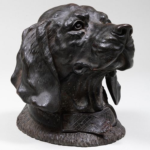 BRONZE DOG FORM INKSTANDInscribed