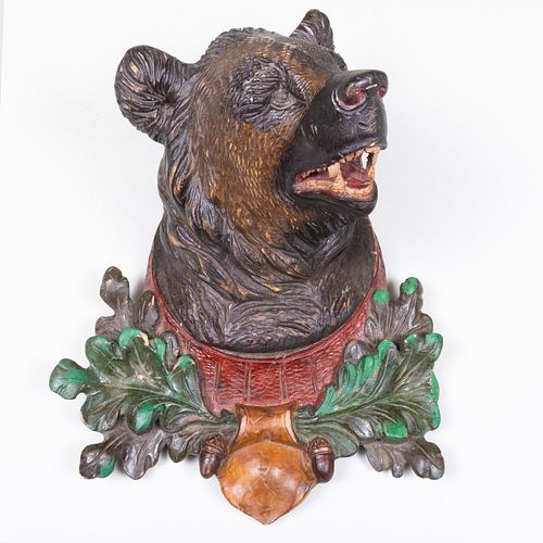 BLACK FOREST POLYCHROMED BEAR TROPHY13 3b9811