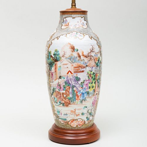 CHINESE EXPORT VASE MOUNTED AS 3b9848