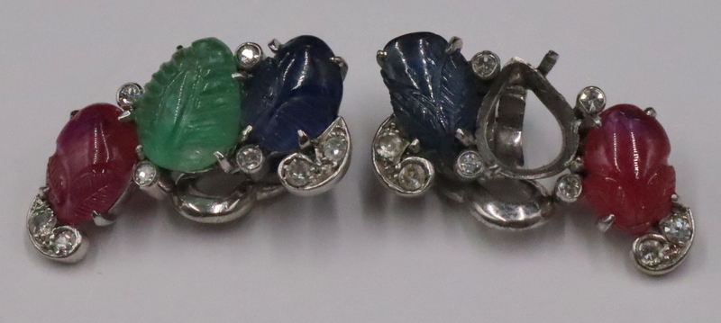 JEWELRY. PAIR OF COLORED GEM AND
