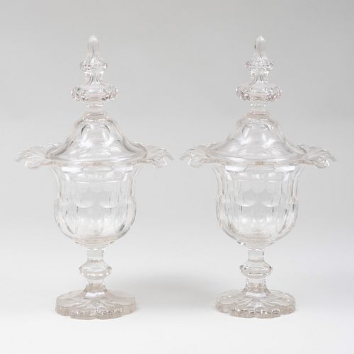PAIR OF CUT GLASS SWEETMEAT DISHES 3b98f2