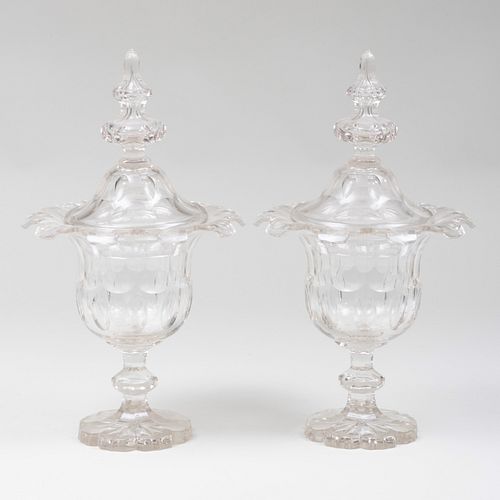 PAIR OF CUT GLASS SWEETMEAT DISHES AND