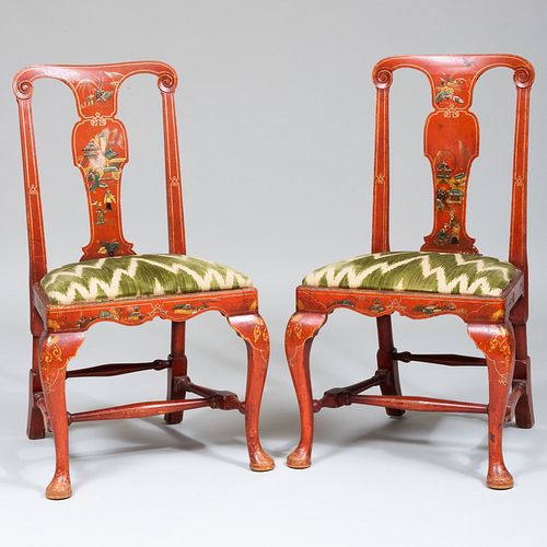 PAIR OF QUEEN ANNE SCARLET AND