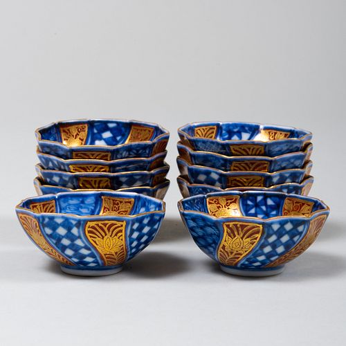 SET OF TEN JAPANESE BLUE AND RED 3b994d