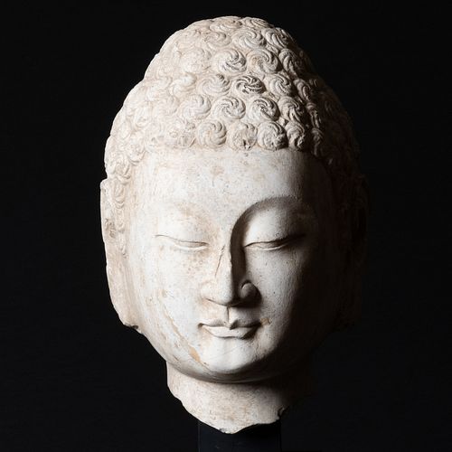 CHINESE LIMESTONE HEAD OF A BUDDHARaised 3b9959