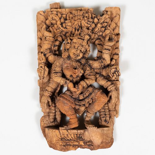 SOUTH INDIAN WOOD PANEL FRAGMENT 3b9977