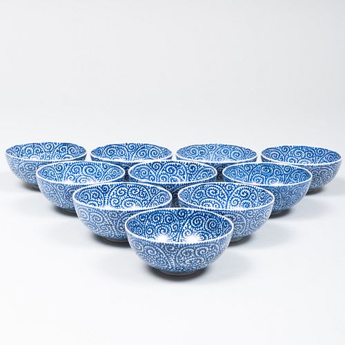 SET OF TEN JAPANESE IMARI BLUE