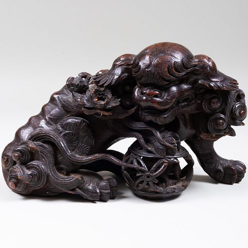 CHINESE CARVED WOOD MODEL OF A 3b999f