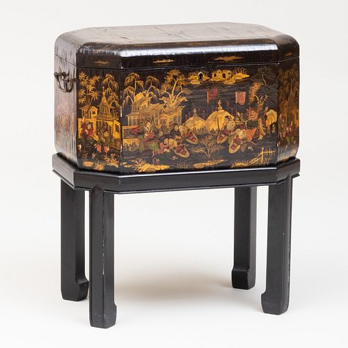 CHINESE BLACK LACQUER AND PARCEL-GILT