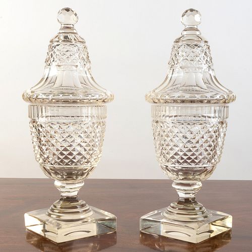 PAIR OF ENGLISH CUT GLASS SWEETMEAT