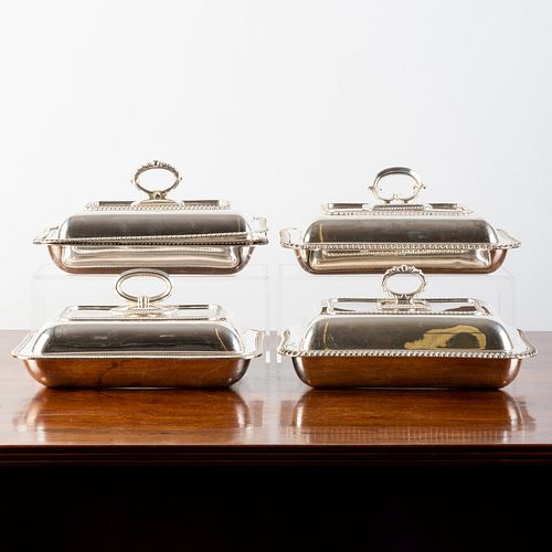 GROUP OF FOUR SILVER PLATE RECTANGULAR