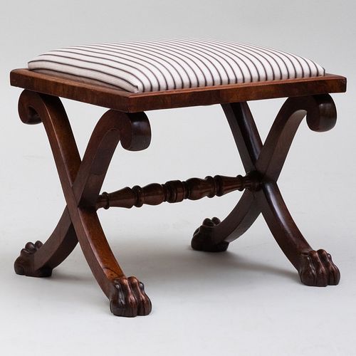 REGENCY ROSEWOOD X-FRAME STOOL,