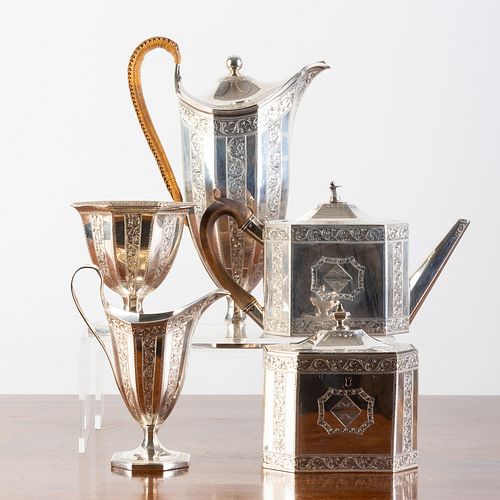 ASSEMBLED GEORGE III SILVER FIVE-PIECE