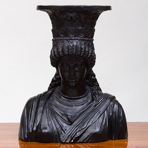 LARGE EBONIZED COMPOSITION BUST 3b9ab4