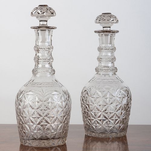 PAIR OF LARGE CUT GLASS DECANTERS 3b9abd