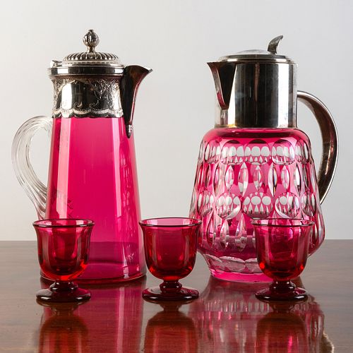 GROUP OF VICTORIAN RUBY GLASS DRINKWAREComprising:

A