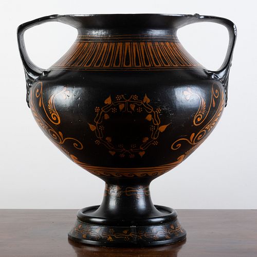 LARGE PAINTED TERRACOTTA URN IN