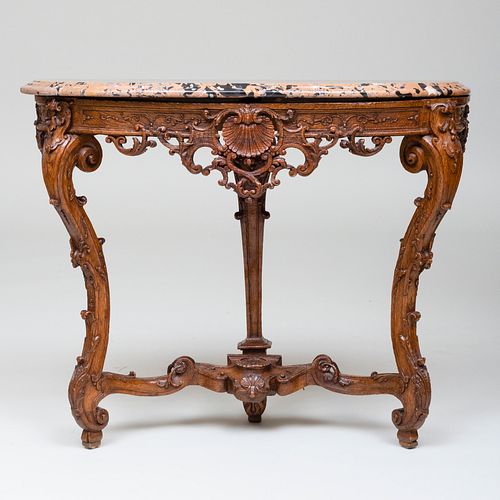 R GENCE CARVED OAK CONSOLE TABLE  3b9b51