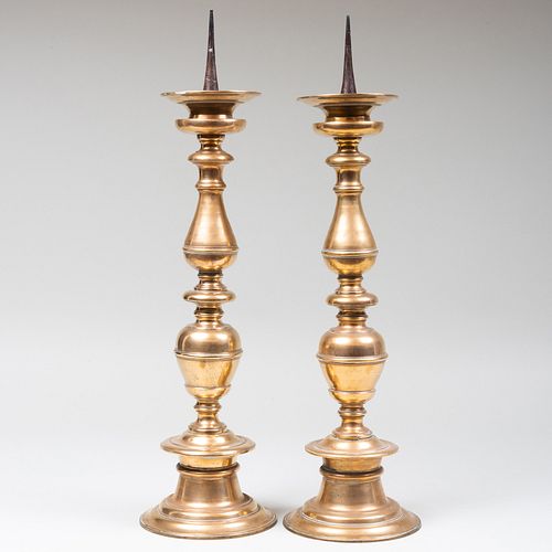 PAIR OF CONTINENTAL BRASS PRICKET 3b9b97