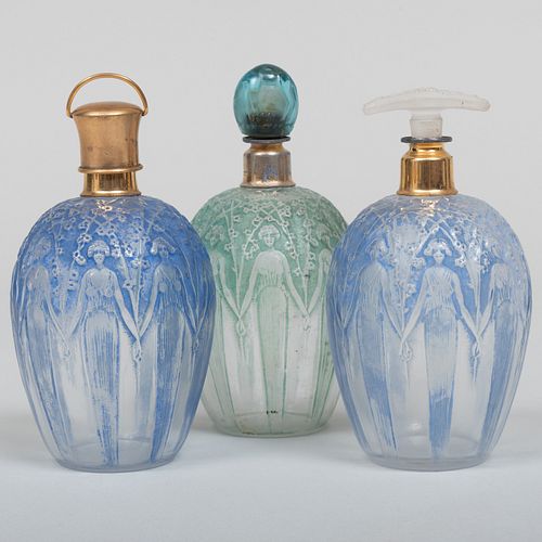 THREE LALIQUE PATINATED GLASS SCENT