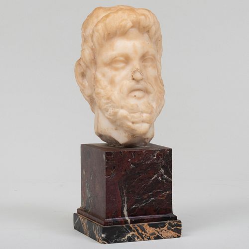 CARVED MARBLE BUST OF A BEARDED 3b9c05