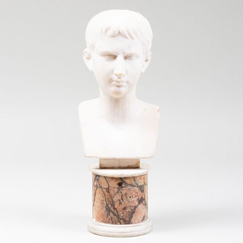 ITALIAN CARVED MARBLE BUST OF LUCIUS