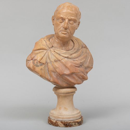 ITALIAN CARVED MARBLE BUST OF MENANDER17 3b9c13
