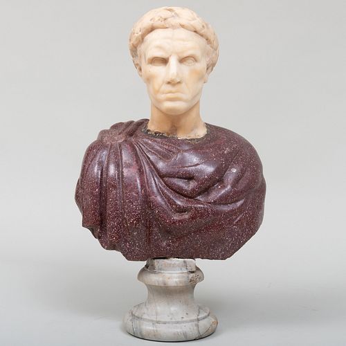 ITALIAN MARBLE AND PORPHYRY BUST 3b9c14